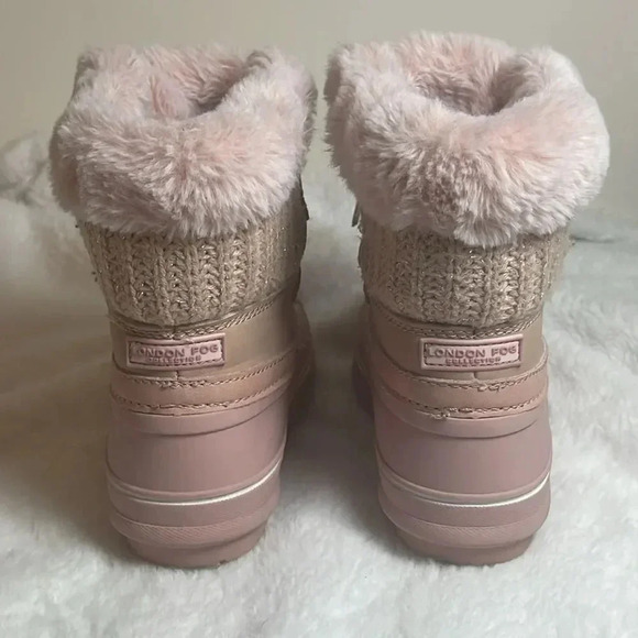 London Fog Youth Pink and Gray Tottenham Waterproof Faux Fur Size Boots -Size 12 - Picture 8 of 12